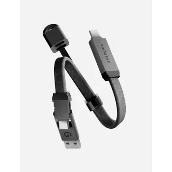 ENERGEA Sheath Key 2v1 USB-C na USB-C/USB-A kabel 15 cm gunmetal