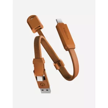 ENERGEA Sheath Key 2v1 USB-C na USB-C/USB-A kabel 15 cm oranžový