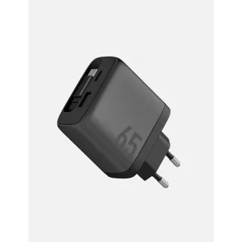 ENERGEA Ampcharge Arc 65W GaN USB-A/USB-C nástěnná nabíječka s vytahovacím USB-C kabelem, gunmetal