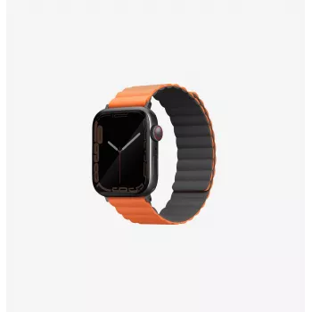 UNIQ Revix oboustranný magnetický řemínek pro Apple Watch Series 1/2/3/4/5/6/7/8/9/SE/SE2/SE3/Ultra/Ultra 2/Ultra 3 42/44/45/49mm - šedý/oranžový