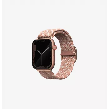 Řemínek UNIQ Aspen Braided Solo Loop pro Apple Watch 38/40/41 mm Series 1-9/SE/SE2/SE3 – citrusově růžová