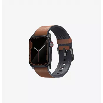UNIQ Straden kožený hybridní řemínek pro Apple Watch 42/44/45/49mm modrý