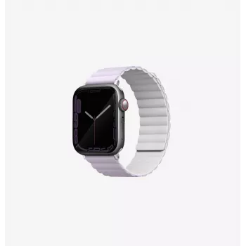 UNIQ Revix oboustranný magnetický řemínek pro Apple Watch Series 1/2/3/4/5/6/7/8/9/SE/SE2/SE3 38/40/41mm, lilkový/bílý
