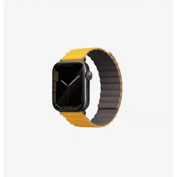 UNIQ Revix oboustranný magnetický řemínek pro Apple Watch Series 1/2/3/4/5/6/7/8/9/SE/SE2/SE3/Ultra/Ultra 2/Ultra 3 42/44/45/49mm - Mustard/Khaki
