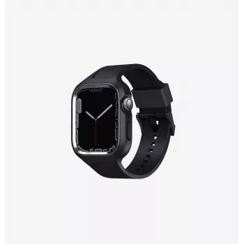Řemínek na Apple Watch UNIQ Monos 2v1 s pouzdrem pro Series 4/5/6/7/8/9/SE/SE2/SE3 44/45 mm Midnight Black