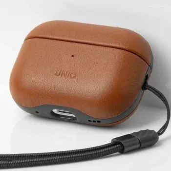 Pouzdro UNIQ Terra z pravé kůže pro AirPods Pro 2. generace (2022/2023) – Toffee Brown