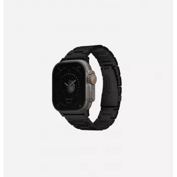 Řemínek UNIQ Osta pro Apple Watch 42/44/45/49mm, nerezový článkový, půlnoční černá
