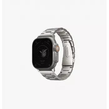 Řemínek UNIQ Osta pro Apple Watch 42/44/45/49mm, nerezový článkový, půlnoční černá