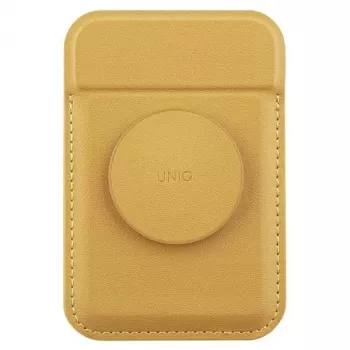 Magnetická karetní peněženka UNIQ Flixa s opěrou Canary Yellow MagSafe