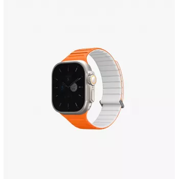 Oboustranný magnetický silikonový řemínek UNIQ Revix Evo pro Apple Watch Series 1/2/3/4/5/6/7/8/9/SE/SE2/SE3/Ultra/Ultra2/Ultra3 42/44/45/49 mm Viridian Green / Burnt Yellow