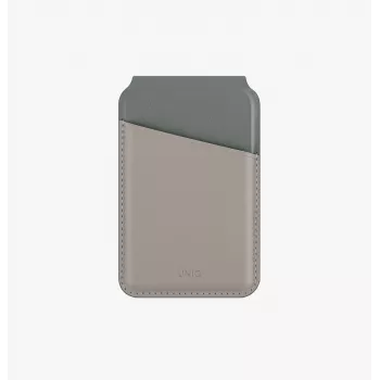 Magnetická peněženka UNIQ Lyden DS s RFID a stojánkem na telefon Ivory/Lichen Green