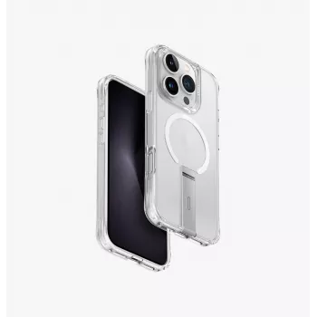Pouzdro UNIQ Eleva s Vertica stojánkem pro Apple iPhone 16 Pro 6,3 inch, Lucent Clear