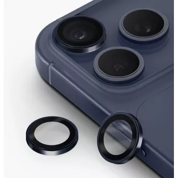 UNIQ Optix Prime ochrana objektivu fotoaparátu pro iPhone 17 Pro / 17 Pro Max / 15 Pro / 15 Pro Max s aplikátorem, námořnická modrá