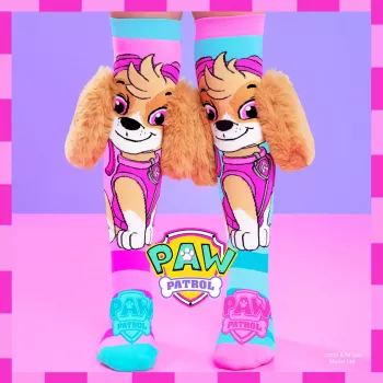 MADMIA Paw Patrol Skye Children's Knee-High Socks with 3D Plush Ears - Pink/Blue/White