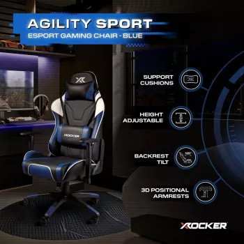 X Rocker herní židle Agility eSports, modrá/černá