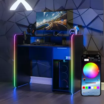 X Rocker 2023269 herní stůl s LED, černý