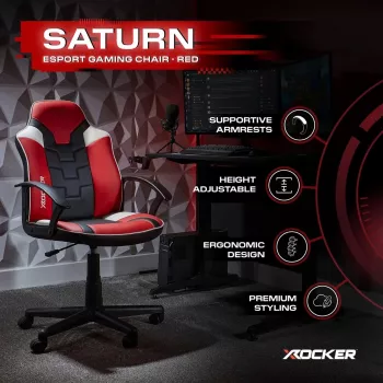 X Rocker Saturn 5120101 herní kancelářská židle pro teenagery, max. 100 kg, černá/červená