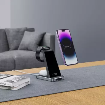 Tech-Protect QI15W-A26 3IN1 bezdrátová nabíjecí stanice černá