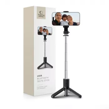 Tech-Protect L02S selfie tyč stativ s Bluetooth dálkovým ovládáním, černý