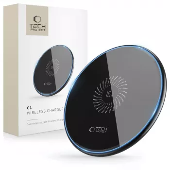 TECH-PROTECT QI15W-C1 bezdrátová nabíječka 15W černá