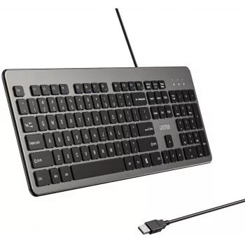UNITEK SlimTap drátová kancelářská klávesnice, USB-A, šedá