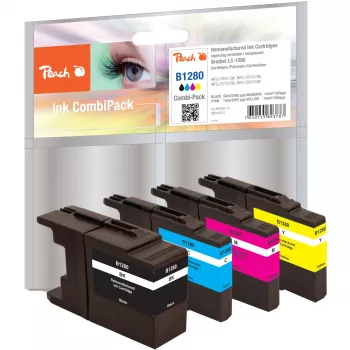 Peach PI500-74 pigmentová inkoustová cartridge multipack - černá, azurová, purpurová, žlutá - kompatibilní s Brother MFCJ 5910 DW, 6510 DW, 6710 DW, 6910 DW - 4 kusy