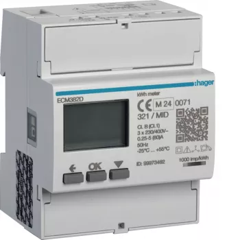 Třífázový elektroměr Hager ECM382D Direct 80A 4M M-Bus MID