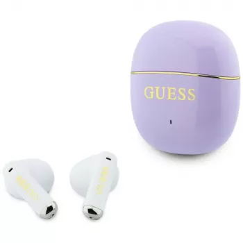 GUESS Glossy Gold Line Classic TWS sluchátka – fialová