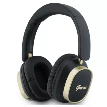 Guess Bluetooth over-ear sluchátka ENC Rectangle Metal Script černá