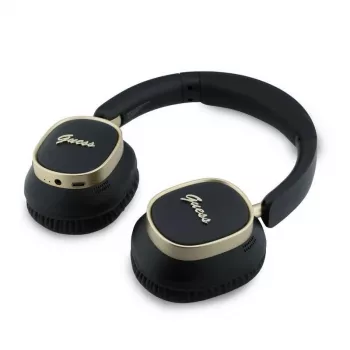 Guess Bluetooth over-ear sluchátka ENC Rectangle Metal Script černá