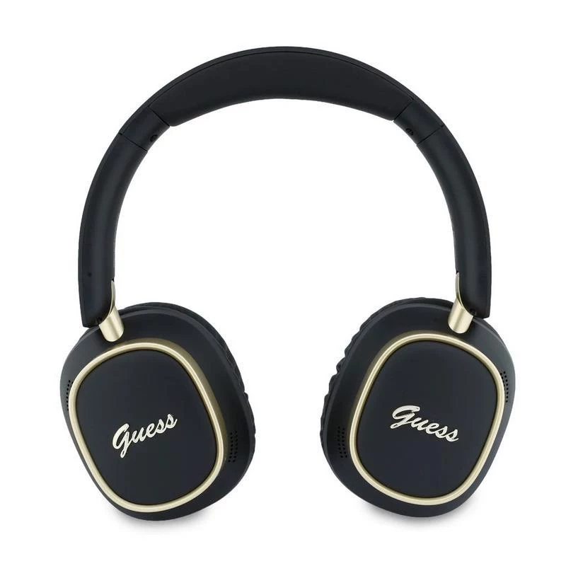 Guess Bluetooth over-ear sluchátka ENC Rectangle Metal Script černá