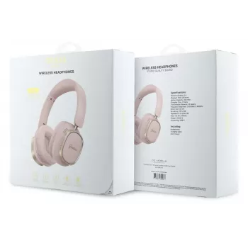 Guess Bluetooth over-ear sluchátka ENCRectangle Metal Script růžová