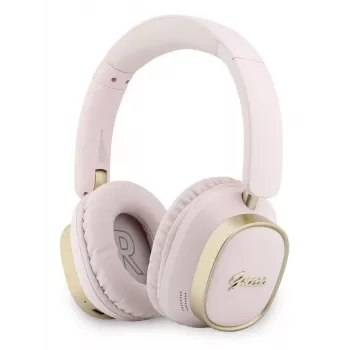 Guess Bluetooth over-ear sluchátka ENCRectangle Metal Script růžová