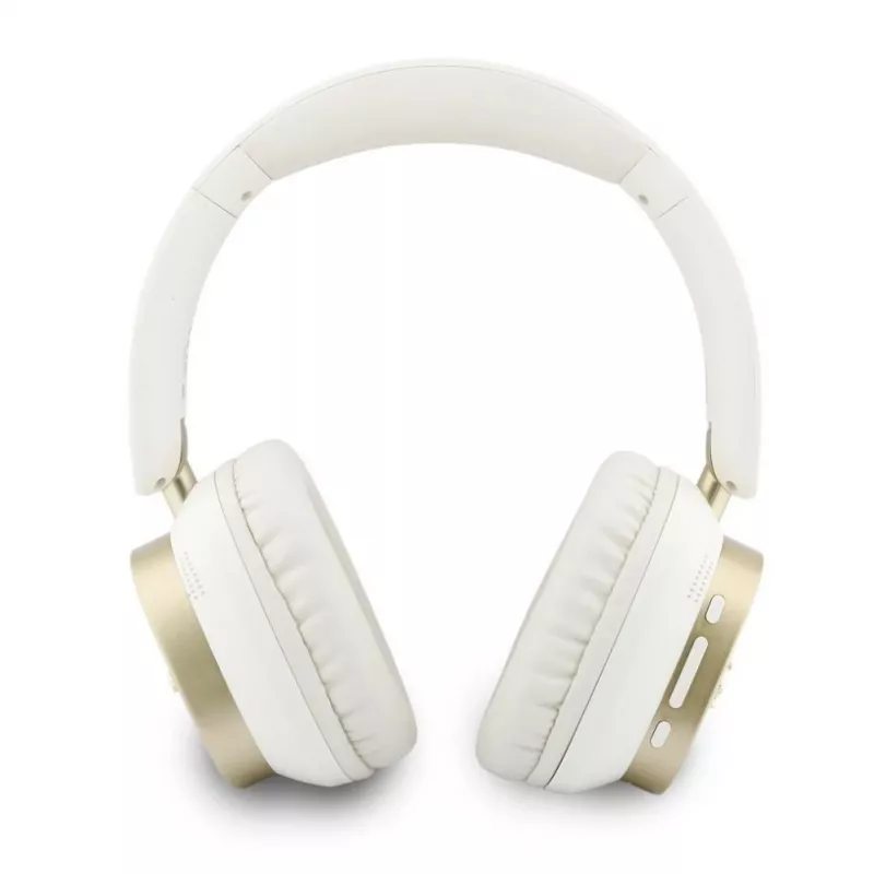 Guess Bluetooth ENC Rectangle Metal Script over-ear sluchátka bílá