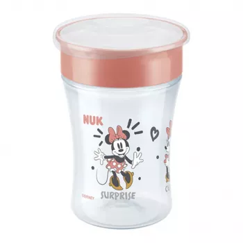 Tréninkový kelímek NUK Disney Mickey Mouse Magic Cup 230 ml červený s 360° pitným okrajem