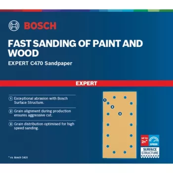 Bosch Expert C470 brusný list, 115 x 230 mm, zrnitost K240 (50 ks, pro vibrační brusky)