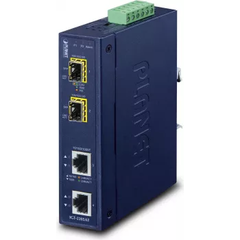 Planet IGT-2205AT průmyslový 2portový Gigabit Ethernet na SFP media konvertor, IP30, -40°C až 75°C