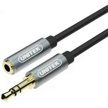 UNITEK 3,5mm audio prodlužovací kabel 1m - samec na samici, pozlacený, černý