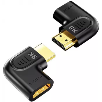 UNITEK plochý zahnutý 8K HDMI adaptér 90° a 270° (2 ks) - černý