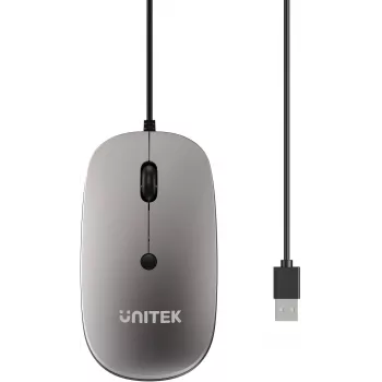 UNITEK SlimTrack 1600DPI drátová optická myš, šedá