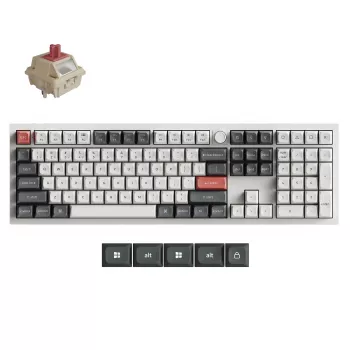 Keychron Q6U-P1 100% Full-Size mechanická herní klávesnice, Gateron G Pro 3.0 Milk POM Red Switch, Hot-Swap, 8K Polling Rate, RGB, QMK/VIA, CNC hliníkové pouzdro, Double-Shot PBT klávesy, USB-C kabelová