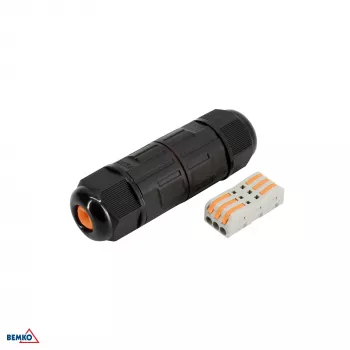 BEMKO IP68 3pólový kabelový konektor, rychlé připojení, černý