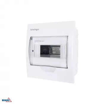 SCHELINGER A80-RDP-IP40-NPE-08P Rozvaděč pod omítku IP40, 8 modulů, 1 řada, svorky 8N+8PE, průhledná dvířka, bílý