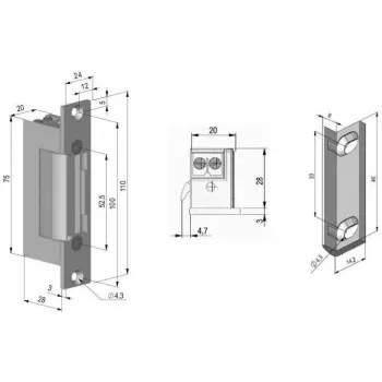 Symetrický reverzní elektrický zámek dveří SCOT ES-S12DC-R PROFI