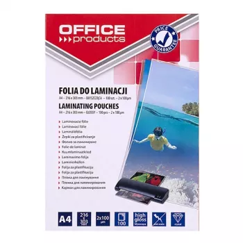 PBS CONNECT OFFICE PRODUCTS laminovací fólie A4 2x100 mikronů lesklá 100 listů transparentní