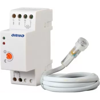 ORNO OR-CR-219 soumrakový spínač na DIN lištu s externím fotorezistorem, 230V AC, 10A, 2-100 Lux
