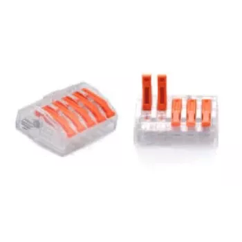TRYTYT PC-235 průchozí kabelová svorka 5cestná 0,2-4,0mm² 30 ks transparentní oranžová