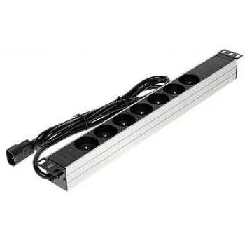 DELTA PD-7/RACK/IEC 19 inch 1U základní PDU se 7 zásuvkami Schuko, vstup IEC C14, kabel 2m, 16A, černá