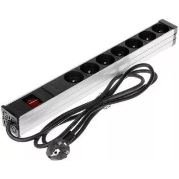 DELTA PD-7K/RACK 7zásuvková prodlužovací lišta Schuko 1U rackmontáž 230V 10A 2300W kabel 3m černá