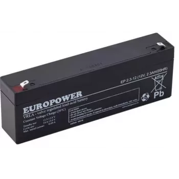 AGM akumulátor EUROPOWER EP 2.3-12 12 V 2,3 Ah, konstrukční životnost 6–9 let